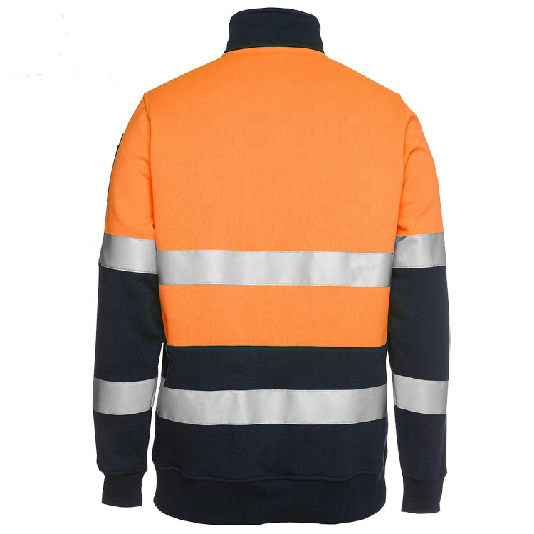 Stand up collar reflective safety fleece jacket