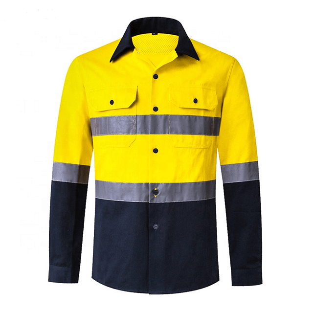100% Cotton his vis reflective clothing safety shirt