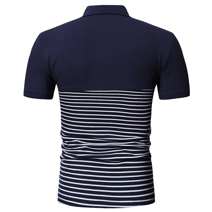 100% Cotton Men Short Sleeve striped print polo shirt