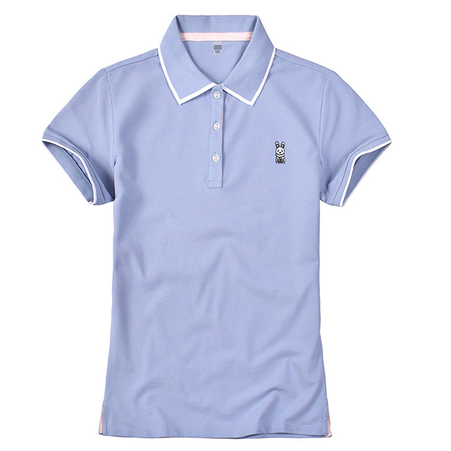 Bunny women polo shirt with tipping on collar and sleeve opening