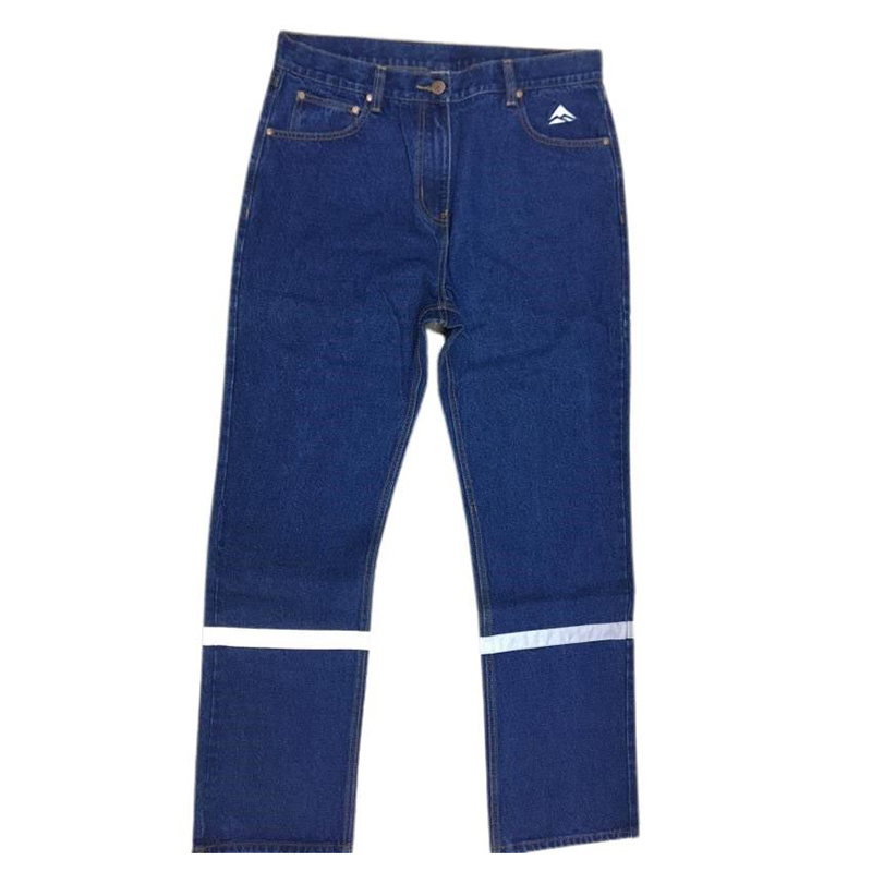 Worker's safety jeans pant with small reflective tape